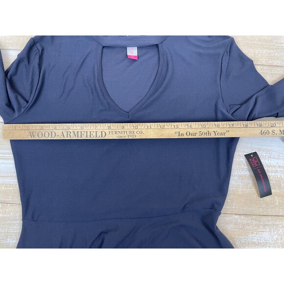 No Boundaries Womens Juniors Large 11-13 Long Sleeve Blue Gray Dress Cut Out NWT - Picture 3 of 6